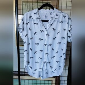 Zebra Button Down Top